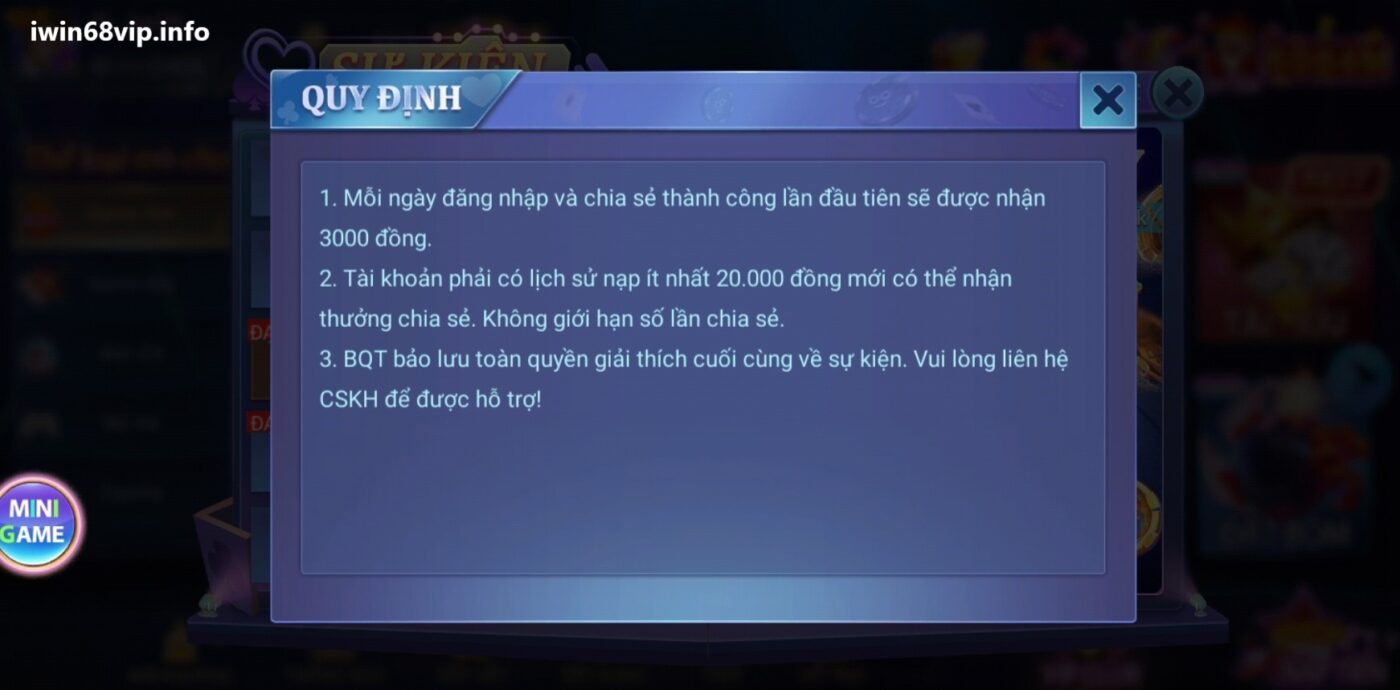 sự kiện IWIN68, sự kiện chia sẻ IWIN68, chia sẻ IWIN68, chia sẻ IWIN68 nhận 3000đ, cách nhận tiền sự kiện chia sẻ IWIN68, chia sẻ facebook IWIN68