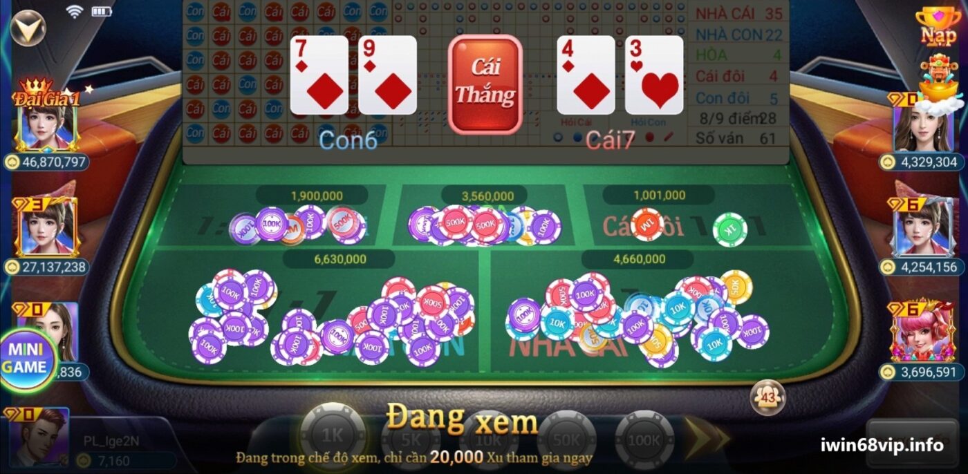 game baccarat IWIN68, game bài baccarat, cách chơi game bài baccarat