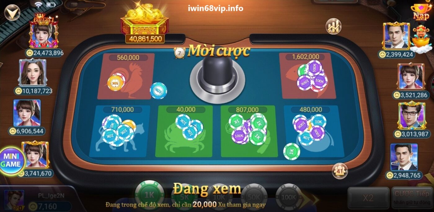 cách chơi game bầu cua online, game bầu cua IWIN68, luật chơi game bầu cua