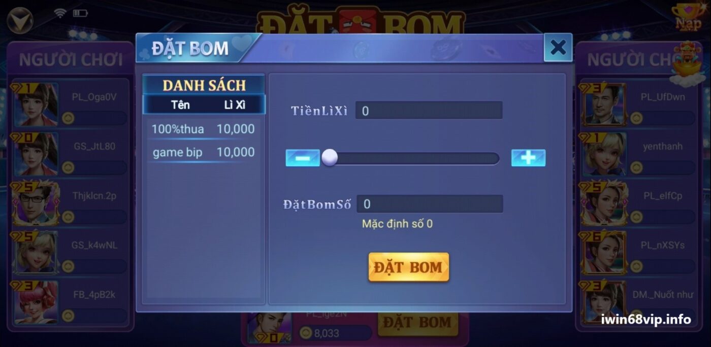 game đặt bom, game đặt bom IWIN68, cách chơi game đặt bom, hướng dẫn chơi game đặt bom