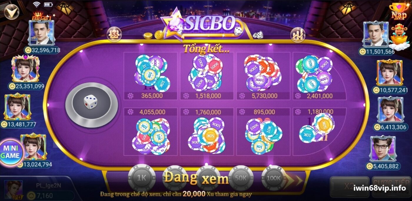 game sicbo đổi thưởng, cách chơi game sicbo, game sicbo IWIN68, hướng dẫn chơi game sicbo