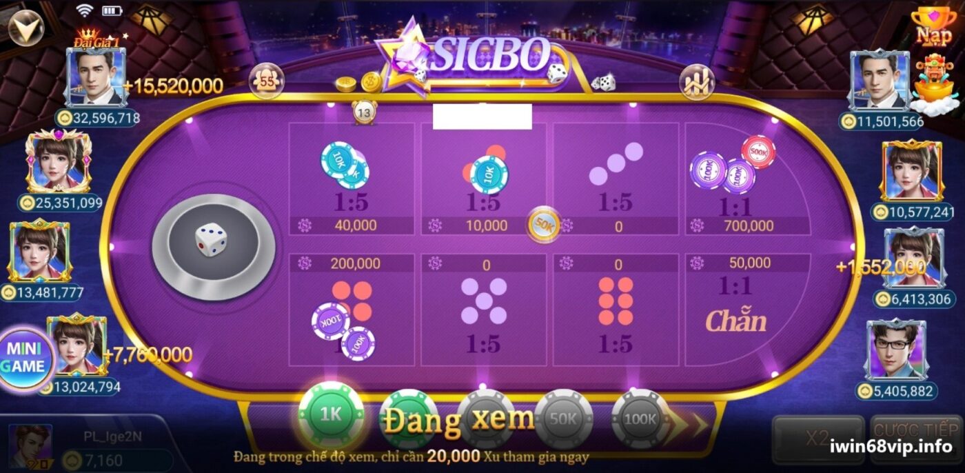 game sicbo đổi thưởng, cách chơi game sicbo, game sicbo IWIN68, sicbo IWIN