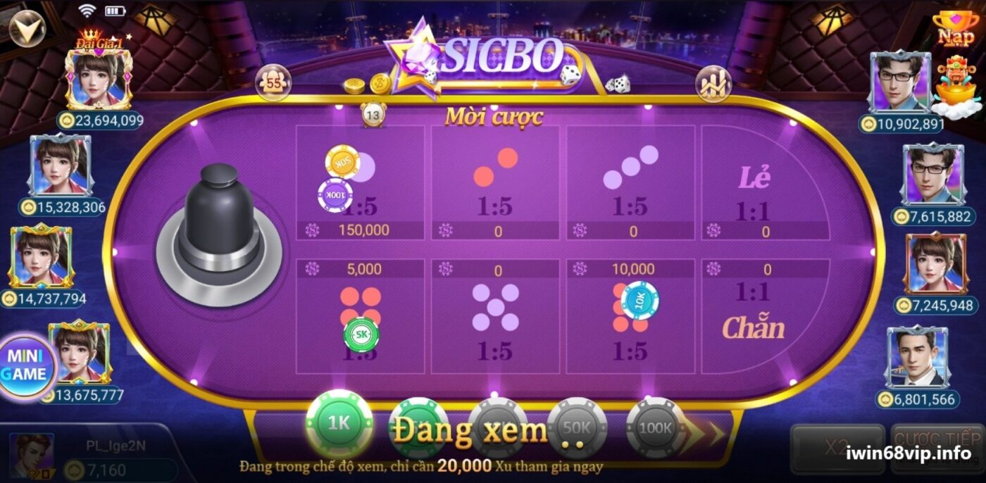 game sicbo IWIN68, cách chơi game sicbo, luật chơi game sicbo, mẹo chơi game sicbo