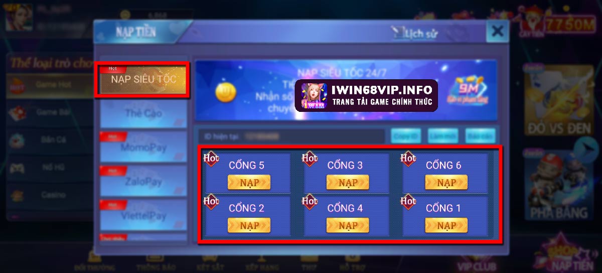 nạp tiền iwin68, nạp tiền siêu tốc iwin