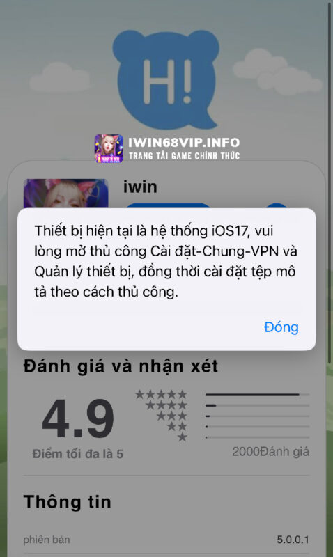 lỗi cài đặt iwin68 trên ios17, lỗi cài đặt iwin trên iphone