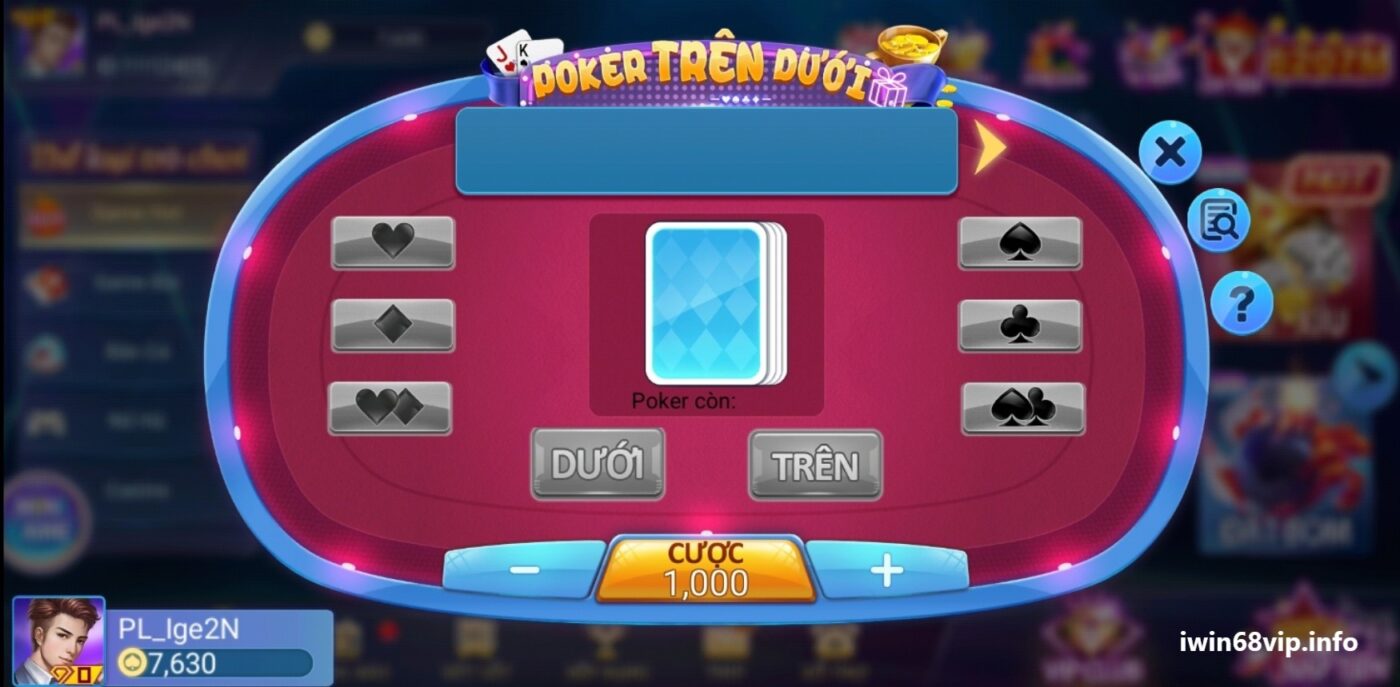 mini game IWIN68, mini game IWIN, mini game poker trên dưới