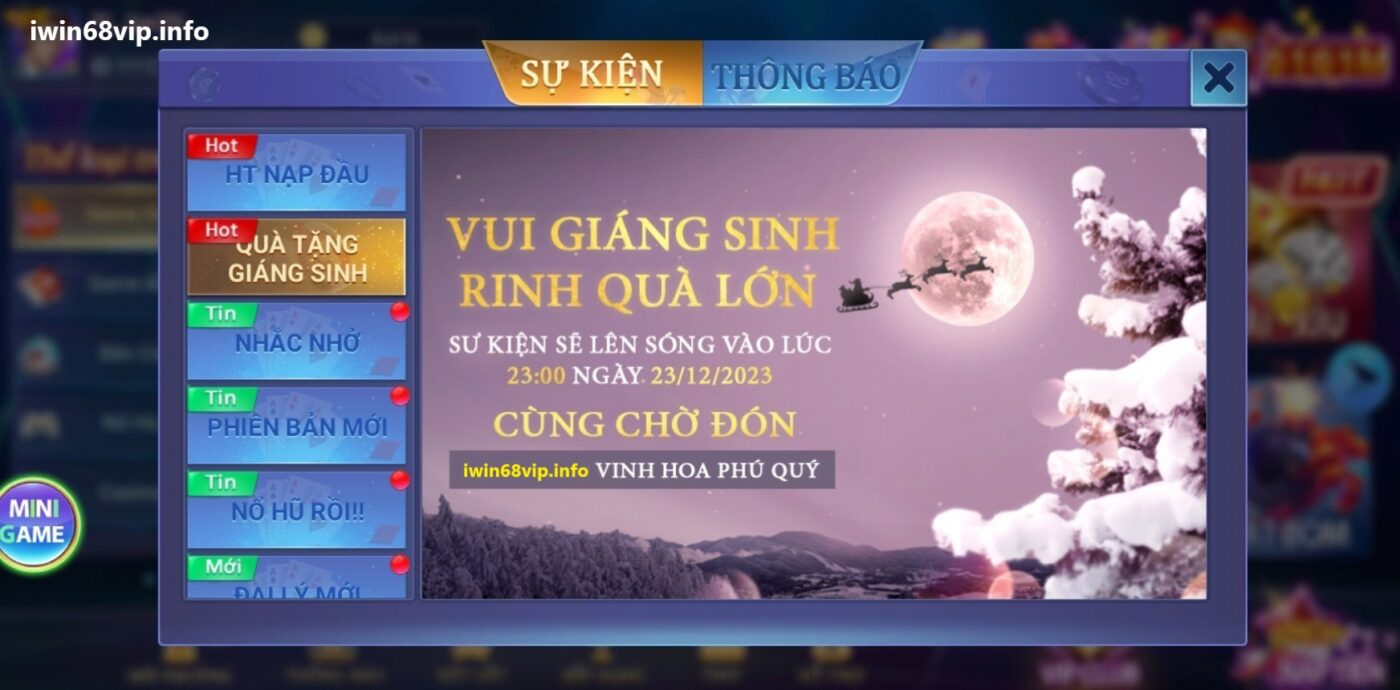 sự kiện mừng giáng sinh IWIN68, sự kiện IWIN68, khuyến mãi IWIN, chương trình giáng sinh IWIN68