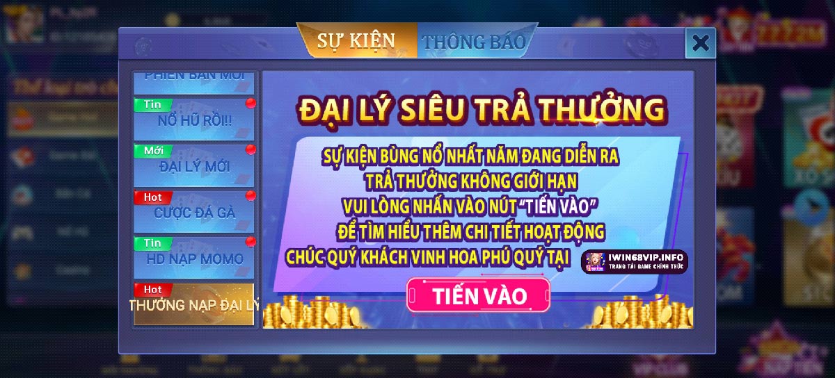 thưởng nạp đại lý iwin68