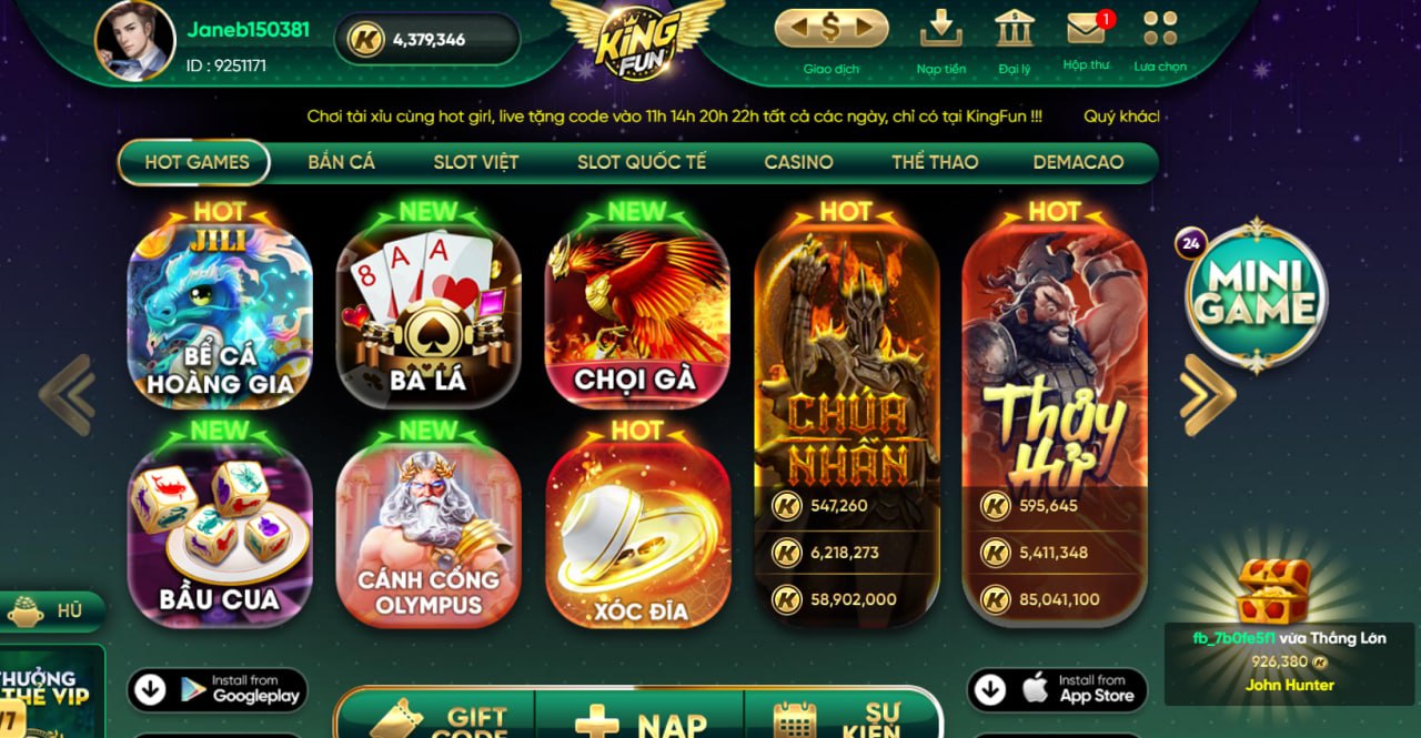 Game bài đổi thưởng qua tài khoản ngân hàng, game bài đổi thưởng, cổng game bài đổi thưởng, game bài đổi thưởng uy tín 2024, game Kingfun