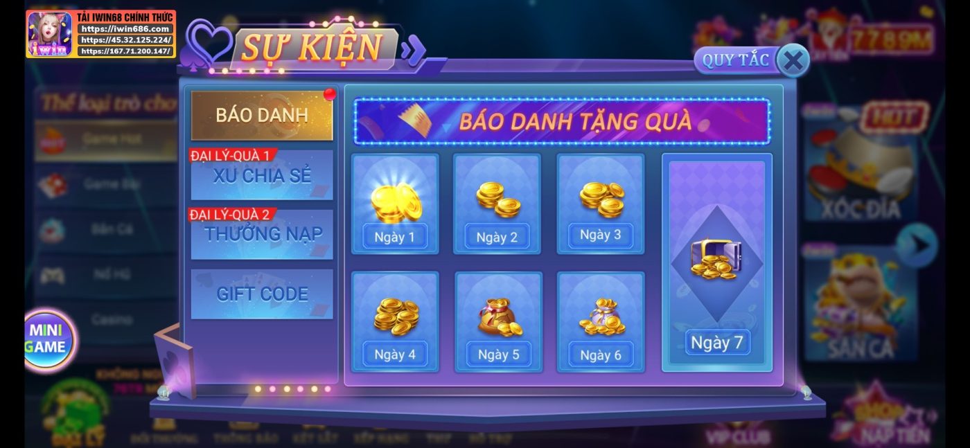 các sự kiện của IWIN68, khuyến mãi nhà cái IWIN68, sự kiện báo danh IWIN68