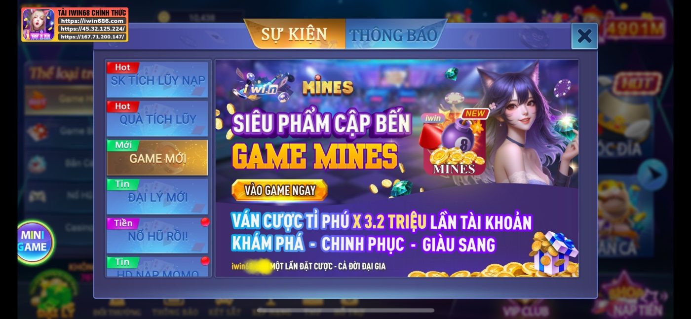 thông báo IWIN68, nhà cái IWIN68, game Mines IWIN68