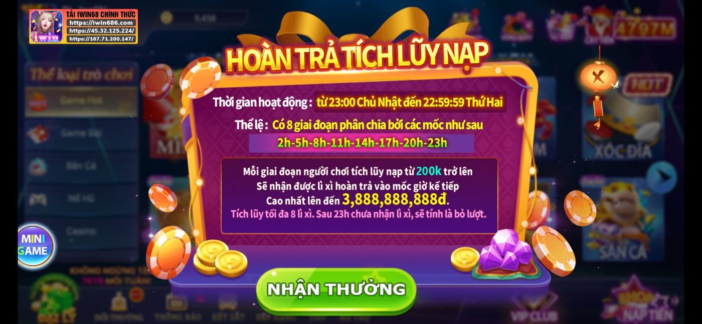 sự kiện IWIN68, khuyến mãi IWIN68, sự kiện tích lũy nạp IWIN68, game IWIN68, khuyến mãi nhà cái IWIN68